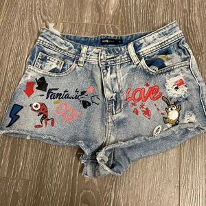 Oodji denim jean patch shorts